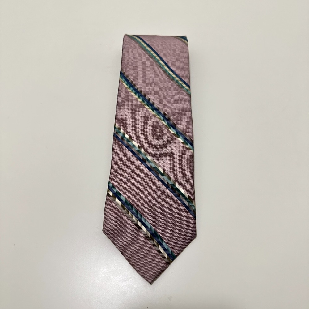 Vtg Givenchy Monsieur Tie Mens Pink Green Silk Formal Italy Wedding Designer